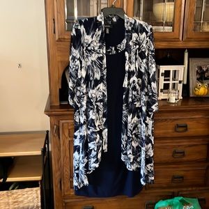 Navy R&M Richards sleeveless dress with detachable jacket. Size 10 NWT